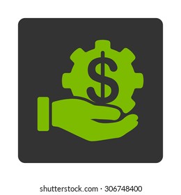 Payment Service vector icon. This flat rounded square button uses eco green and gray colors and isolated on a white background.