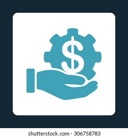 Payment Service vector icon. This flat rounded square button uses blue and white colors and isolated on a dark blue background.