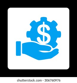 Payment Service vector icon. This flat rounded square button uses blue and white colors and isolated on a black background.