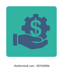 Payment Service vector icon. This flat rounded square button uses cobalt and cyan colors and isolated on a white background.