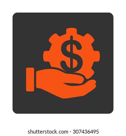 Payment Service vector icon. This flat rounded square button uses orange and gray colors and isolated on a white background.