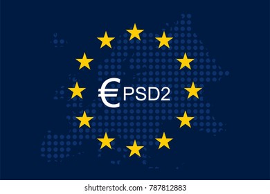 Payment Services Directive 2 (PSD2) on European Union Flag