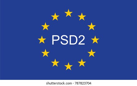 Payment Services Directive 2 (PSD2) on European Union Flag