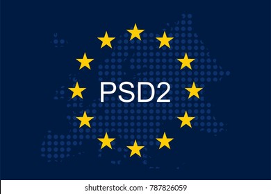 Payment Services Directive 2 (PSD2) on European Union Flag