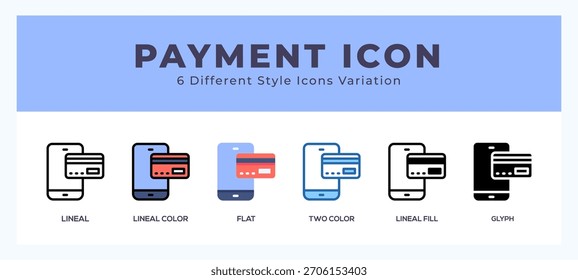 Payment set of icons. Vector illustration with different styles.