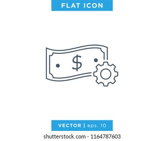 Payment Settings With Gear Vector Line Icon. Editable Stroke.