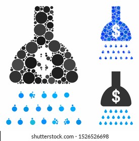 Payment shower composition for payment shower icon of filled circles in various sizes and color tones. Vector filled circles are grouped into blue mosaic.