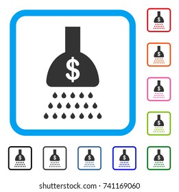Payment Shower icon. Flat grey pictogram symbol in a light blue rounded squared frame. Black, gray, green, blue, red, orange color additional versions of Payment Shower vector.