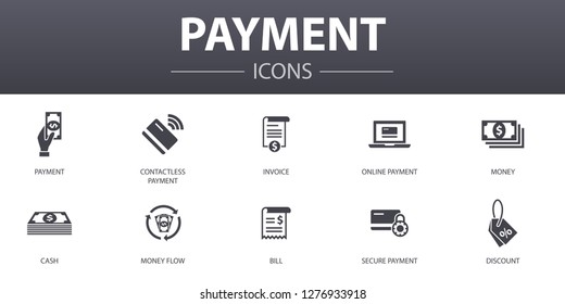 payment simple concept icons set. Contains such icons as Invoice, money, bill, discount and more, can be used for web, logo, UI/UX