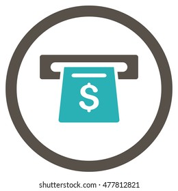 Payment Slot rounded icon. Vector illustration style is flat iconic bicolor symbol, grey and cyan colors, white background.