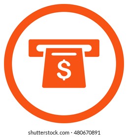Payment Slot rounded icon. Vector illustration style is flat iconic symbol, orange color, white background.