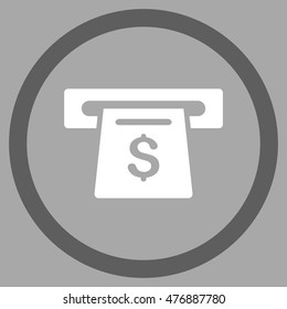 Payment Slot vector bicolor rounded icon. Image style is a flat icon symbol inside a circle, dark gray and white colors, silver background.
