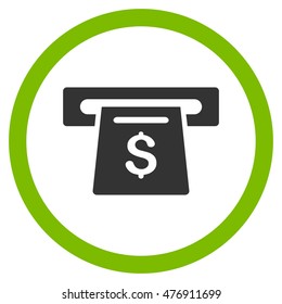 Payment Slot vector bicolor rounded icon. Image style is a flat icon symbol inside a circle, eco green and gray colors, white background.
