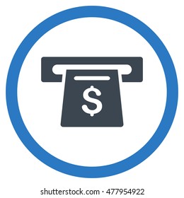 Payment Slot vector bicolor rounded icon. Image style is a flat icon symbol inside a circle, smooth blue colors, white background.