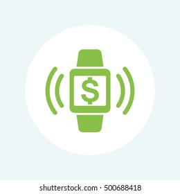Payment with smart watch, contactless payment isolated icon