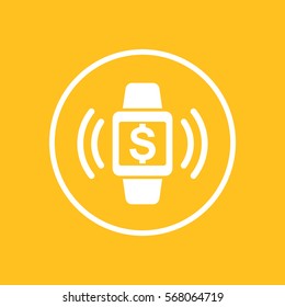 Payment with smart watch icon, contactless payment sign