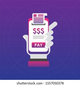 Payment with smartphone icon with colorful style.