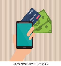 Payment with smartphone icon design, vector illustration