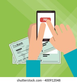 Payment with smartphone icon design, vector illustration