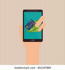 Payment with smartphone icon design, vector illustration