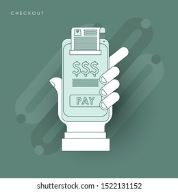 Payment with smartphone icon with flat style. Concept of line icon with green theme