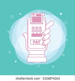 Payment with smartphone icon with flat style. Concept of line icon