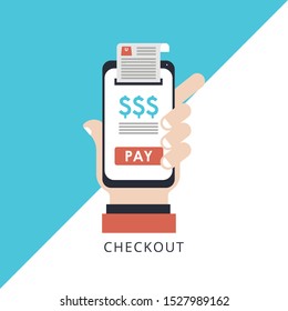 Payment with smartphone icon with flat style. Concept of flat icon