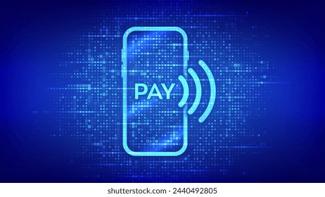 Payment with smartphone icon made with currency symbols. Online mobile payment. NFC. Near-field communication. Contactless payment. Background with Dollar, euro, yen, pound icons. Vector illustration.