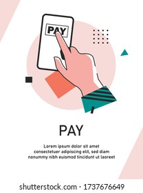 Payment with smartphone icon, online mobile payment,flat design icon vector illustration