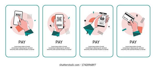 Payment with smartphone icon, online mobile payment,flat design icon vector illustration
