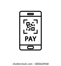 Pago con icono de smartphone, señal lineal de pago móvil en línea aislado en fondo blanco - ilustración editable eps10