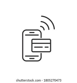 Payment with smartphone icon, online mobile payment linear sign isolated on white background - editable illustration eps10