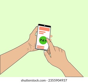 Payment with smartphone icon, online mobile payment linear sign isolated 