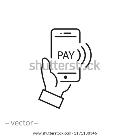 Payment with smartphone icon, online mobile payment linear sign isolated on white background - editable illustration eps10