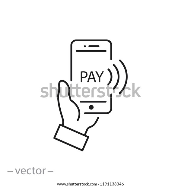Payment\
with smartphone icon, online mobile payment linear sign isolated on\
white background - editable illustration\
eps10