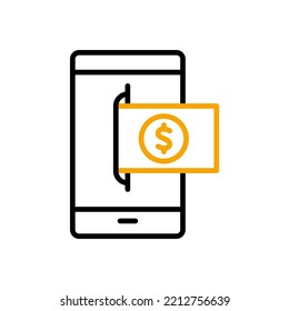 Payment with smartphone line icon. Simple element illustration. Payment with smartphone concept outline symbol design.