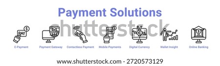Payment Solutions icon banner and collection