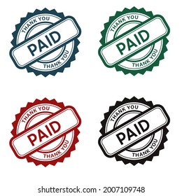 Payment stamp. Vector design. Paid in full and thank you stamp on white background