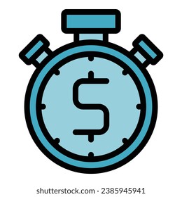 Payment stopwatch icon outline vector. Credit tax. Bill real color flat