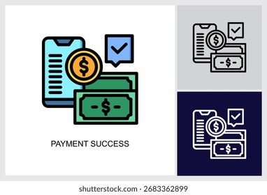 Icono de éxito de pago Multi Style Ilustración vectorial