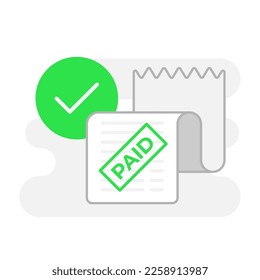 payment success, paid bill concept illustration flat design vector eps10. modern graphic element for landing page, empty state ui, infographic, icon