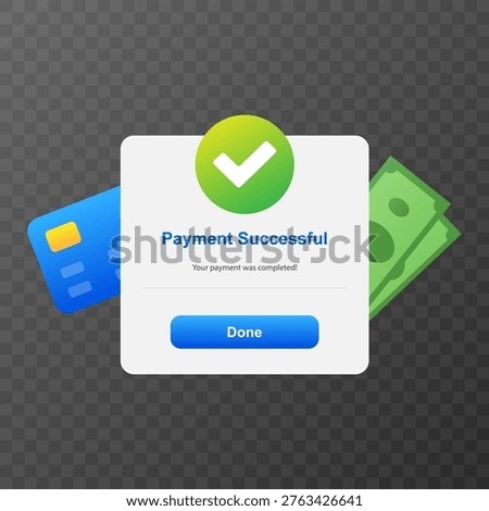 Payment Successful Confirmation Screen. Vector illustration.