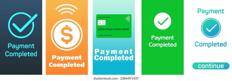 Payment successful pages. Collage design with illustrations