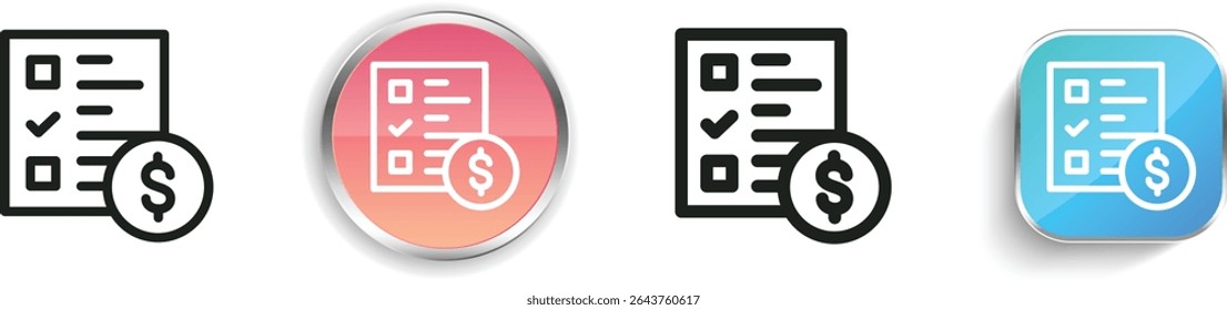 payment survey icon. Thin Linear, Regular and Button Style Design Isolated On White Background