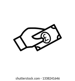 Payment symbol. Hand and money vector icon.
