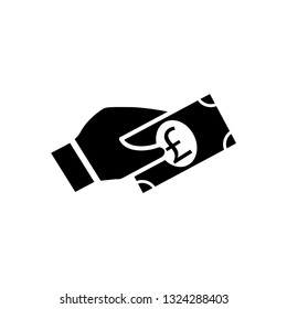 Payment symbol. Hand and pound sterling signage vector icon.