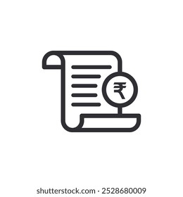 Payment symbol. Rupee sign. Billing. Invoice sign. Cashier. Price icon. Checkout receipt. Pay icon. Money sign. Finance symbol. Rupee money. Cash back. Investment. Financial savings. Exchange. Bill 