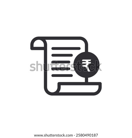 Payment symbol. Rupee sign. Billing. Invoice sign. Cashier. Price icon. Checkout receipt. Pay icon. Money sign. Finance symbol. Rupee money. Cash back. Investment. Financial savings. Exchange. Bill 