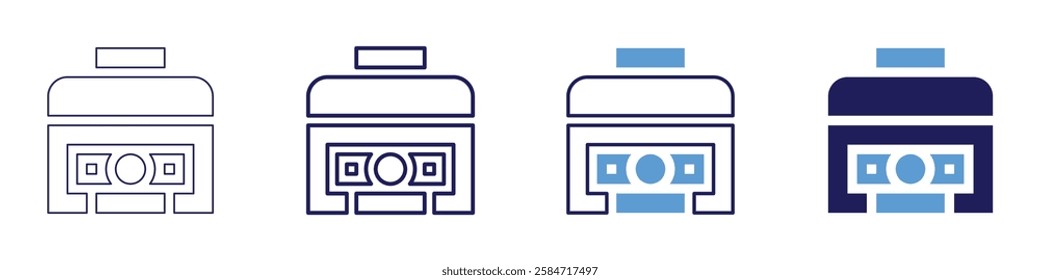 Payment system architecture icon in 4 different styles. Thin Line, Line, Bold Line, Duotone. Duotone style. Editable stroke.