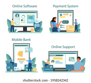 Payment system online service or platform set. Website payment system